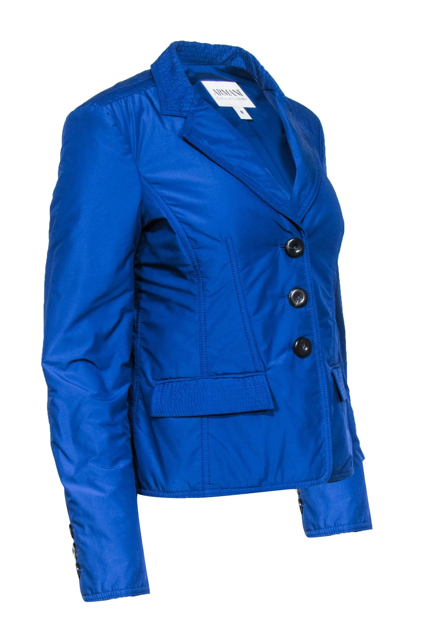 Armani Collezioni - Blue Light Puffer Button Front Blazer Sz 8