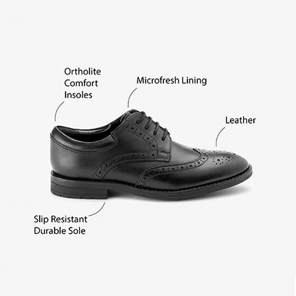 Black School Leather Brogues (Older Boys)