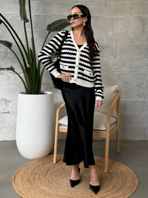 BLACK TAPE Textured Striped Cardigan