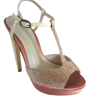 Bourne Women's Diamante Encrusted Satin T-Bar Poppy Bridal Shoes