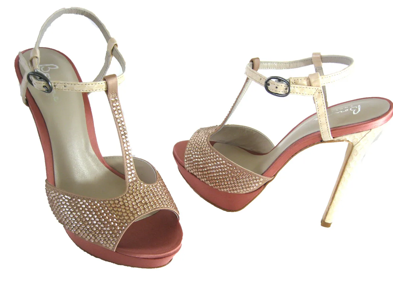 Bourne Women's Diamante Encrusted Satin T-Bar Poppy Bridal Shoes