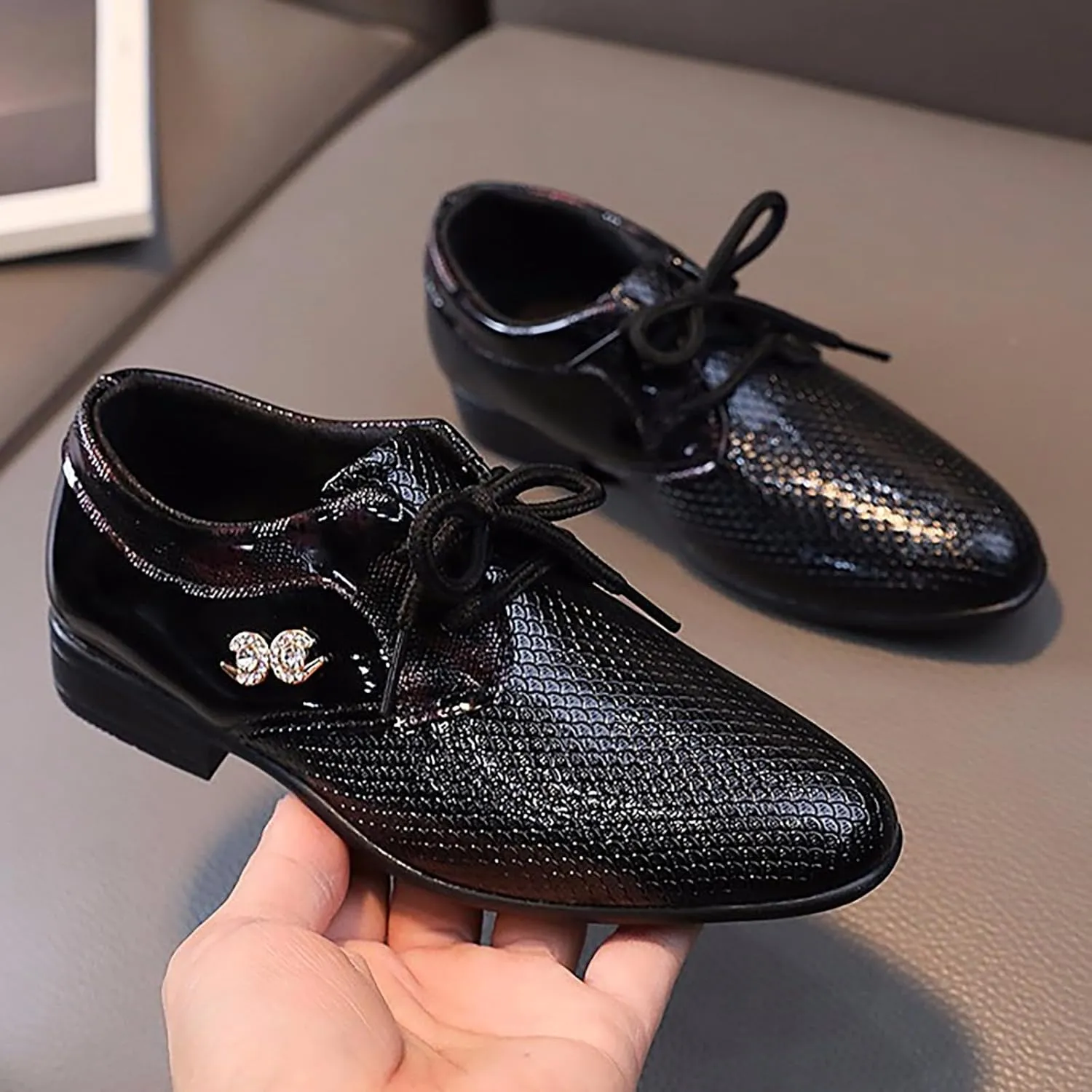 Boys Dress Shoes Kids Toddler Rhinestone British Style Oxfords Formal Shoes Casual Wedding Dance Party Dressy Shoes