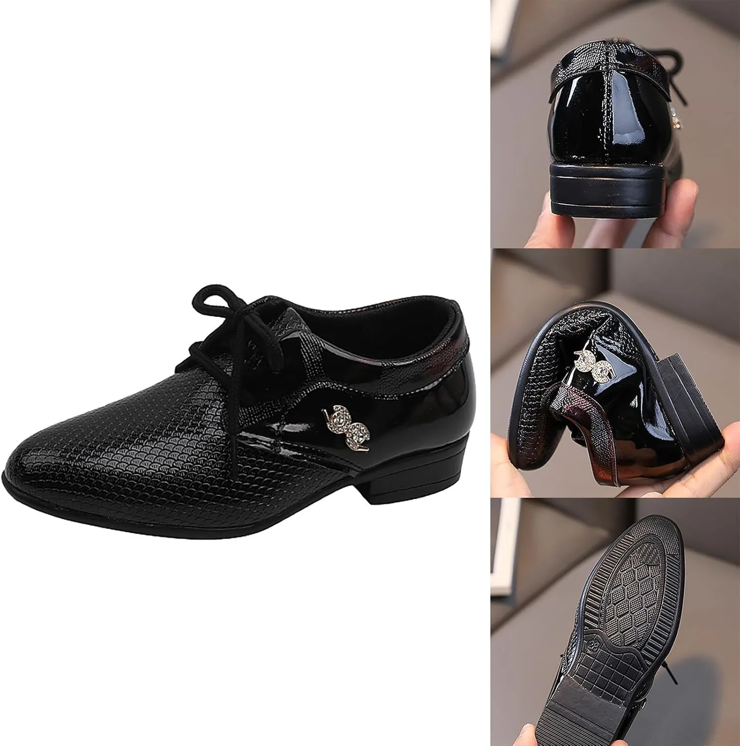 Boys Dress Shoes Kids Toddler Rhinestone British Style Oxfords Formal Shoes Casual Wedding Dance Party Dressy Shoes