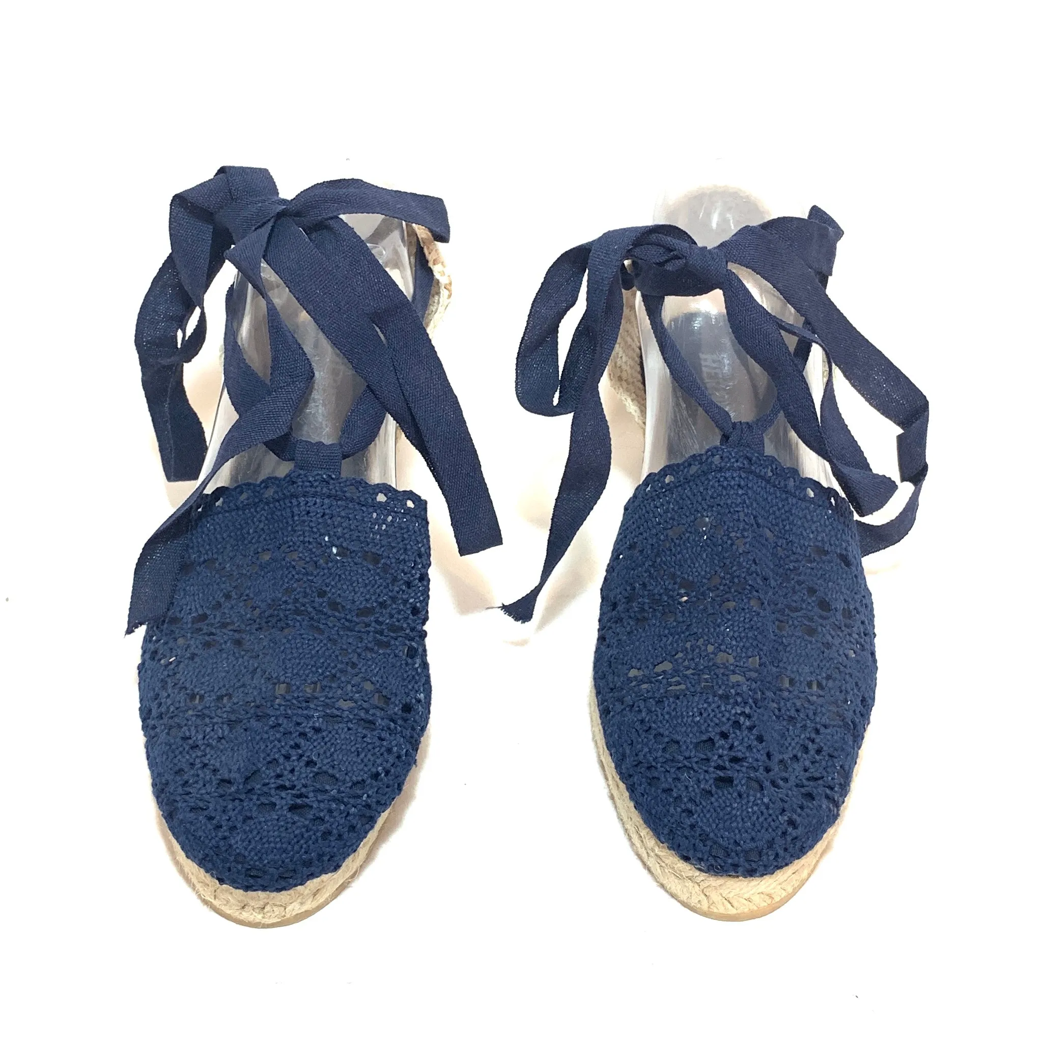 Casa Hernanz Navy Lace & Jute Espadrilles | Brand New |