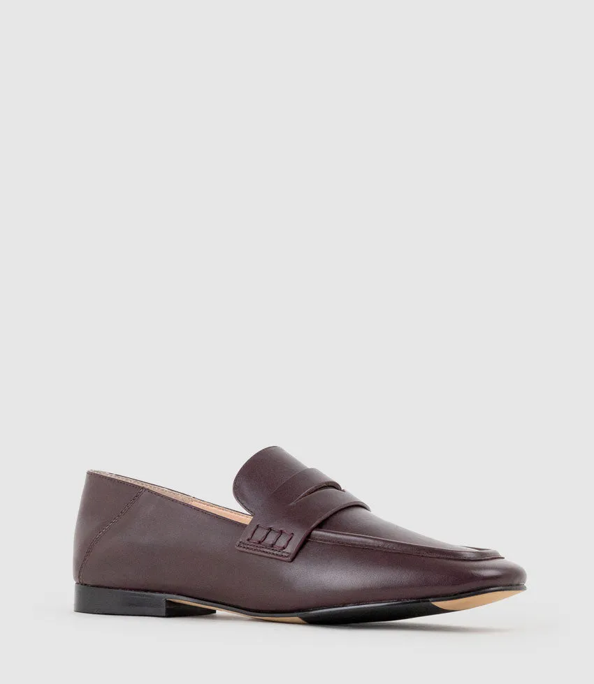 FINLAY Moccasin with Collapsible Back in Bordeaux Calf