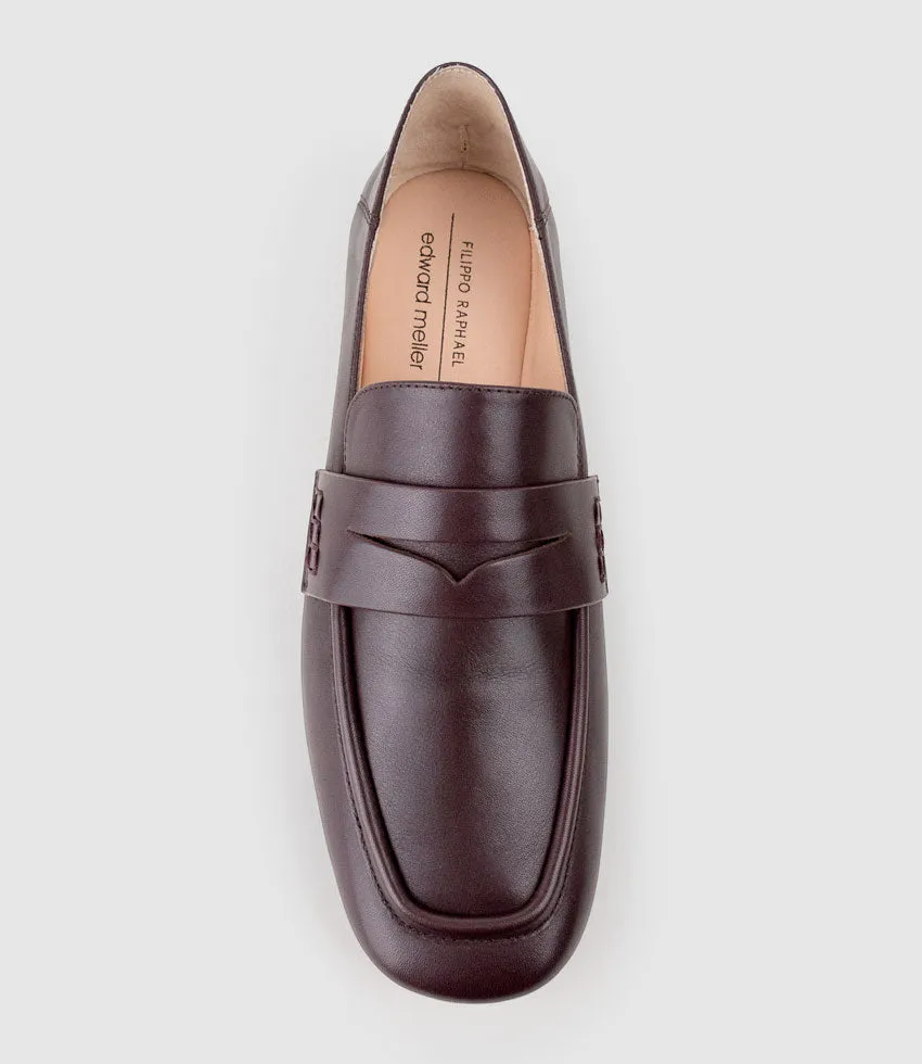 FINLAY Moccasin with Collapsible Back in Bordeaux Calf