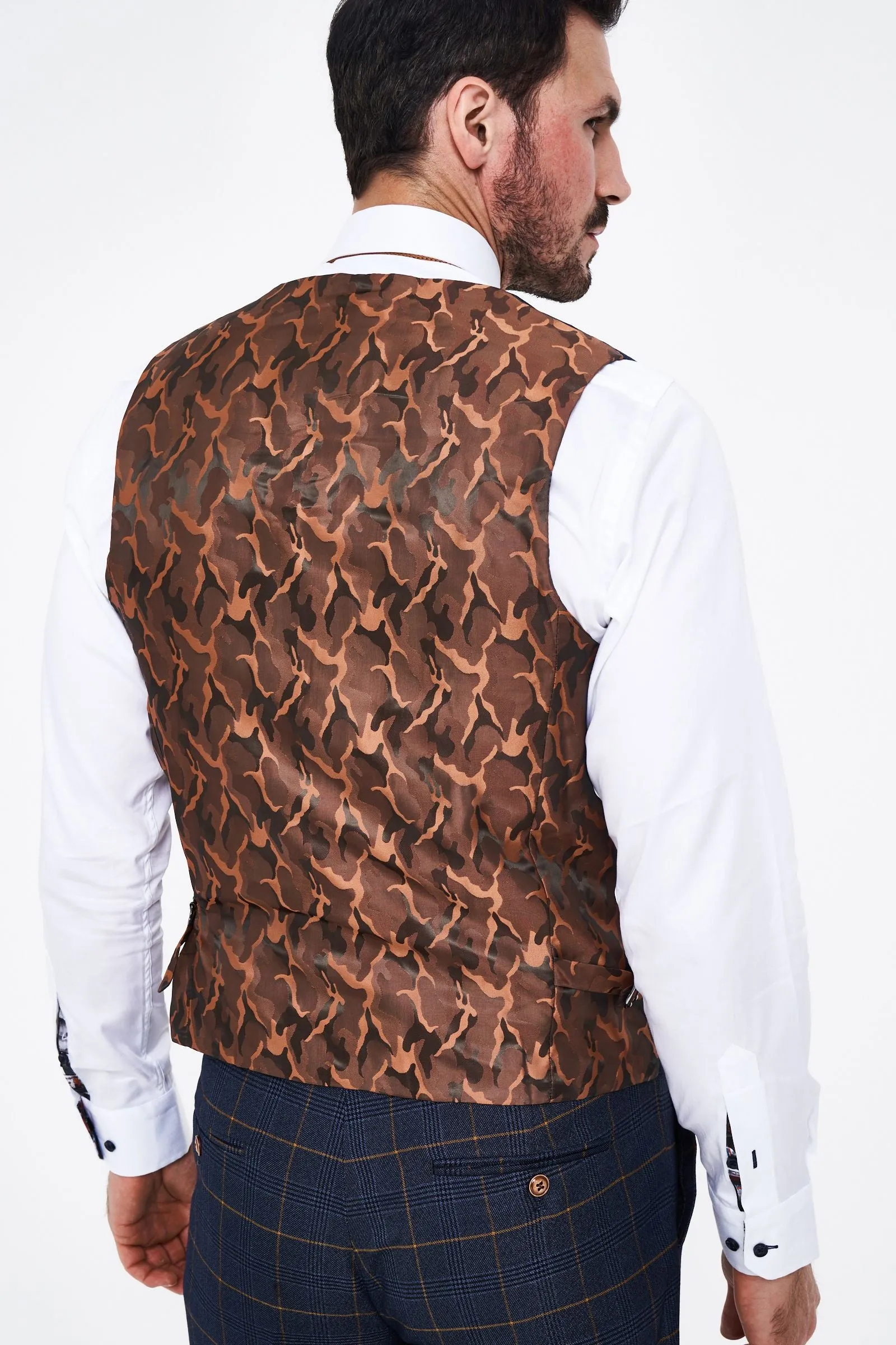 Jenson - Sky Blue Check Suit With Double Breasted Waistcoat