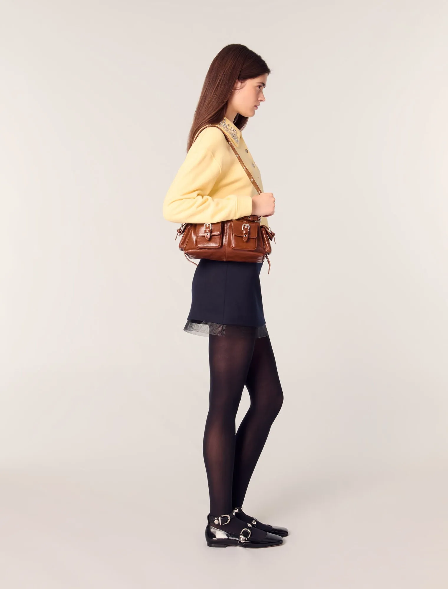 Jewellery collar cropped sweater