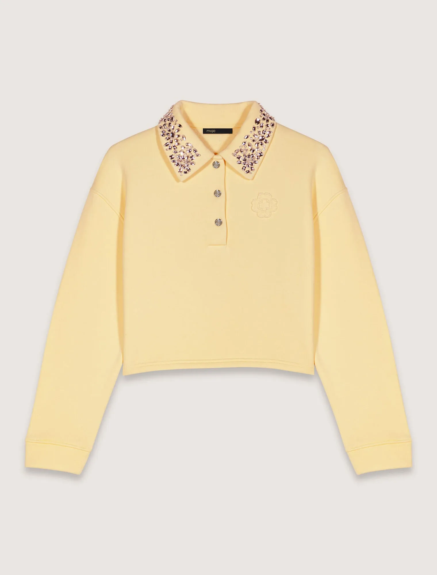 Jewellery collar cropped sweater