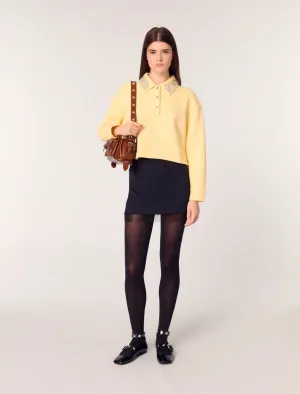 Jewellery collar cropped sweater