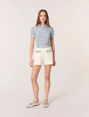 Knitted shorts with denim trim