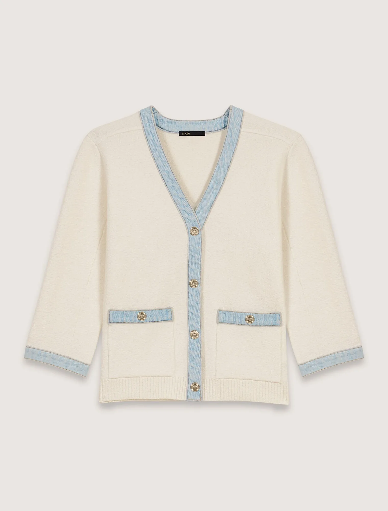 Long cardigan with denim details