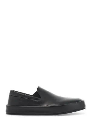 Marsell minimalist black calfskin slip-on slippers with rubber sole