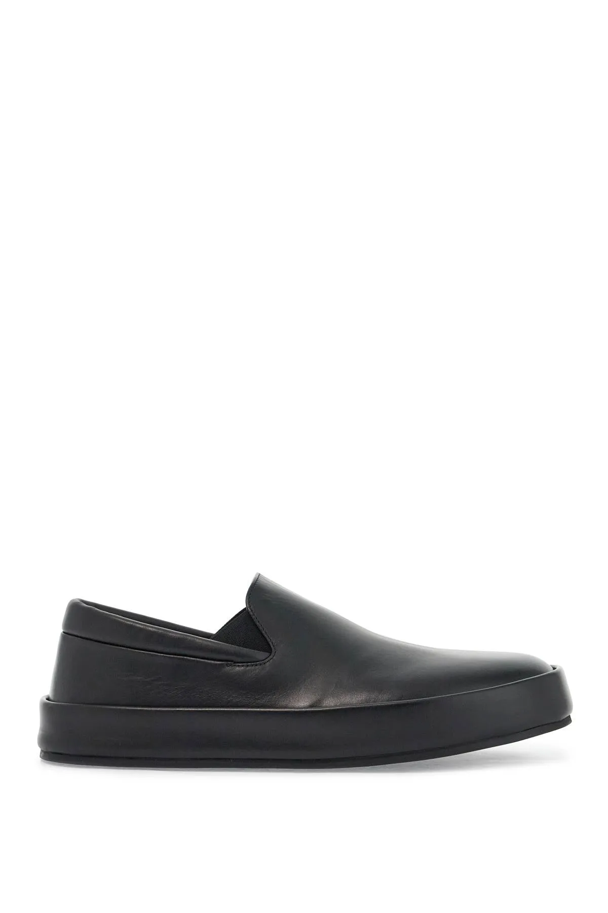 Marsell minimalist black calfskin slip-on slippers with rubber sole