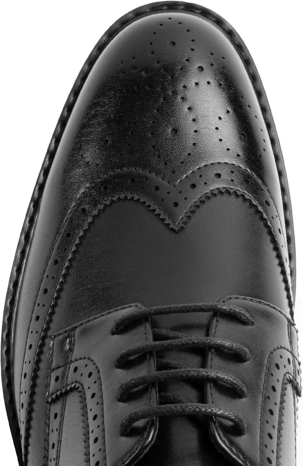 Mens Classic Dress Oxfords, Wingtip Prince Modern Formal Lace Up Shoes, Round Toe, TPR Outsole