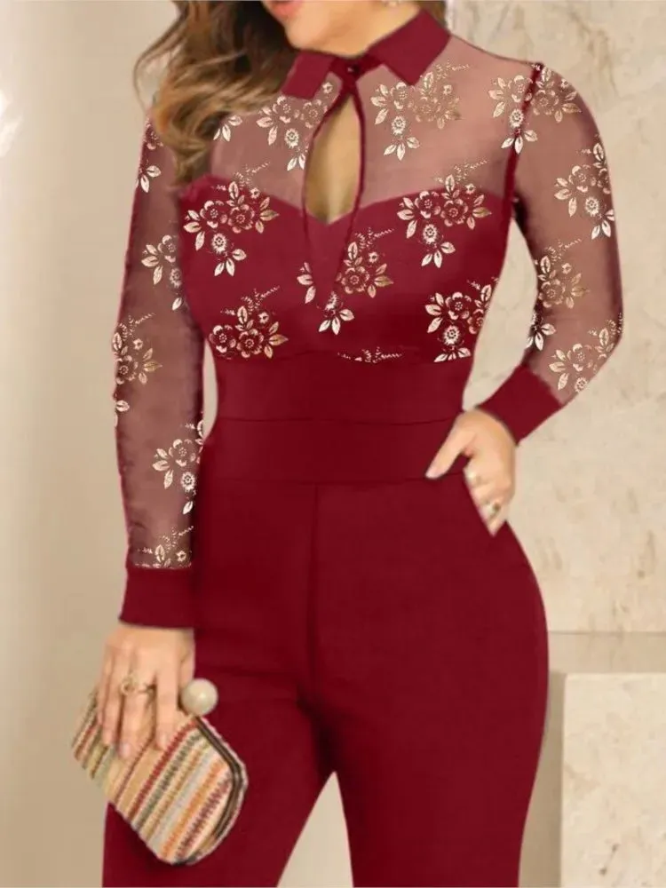 Owner Girl Elegant Lace Printed Jumpsuit: A Sophisticated Choice for Office Wear