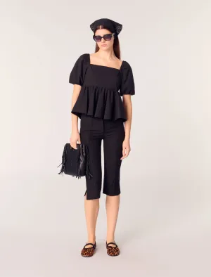 Poplin top with balloon sleeves