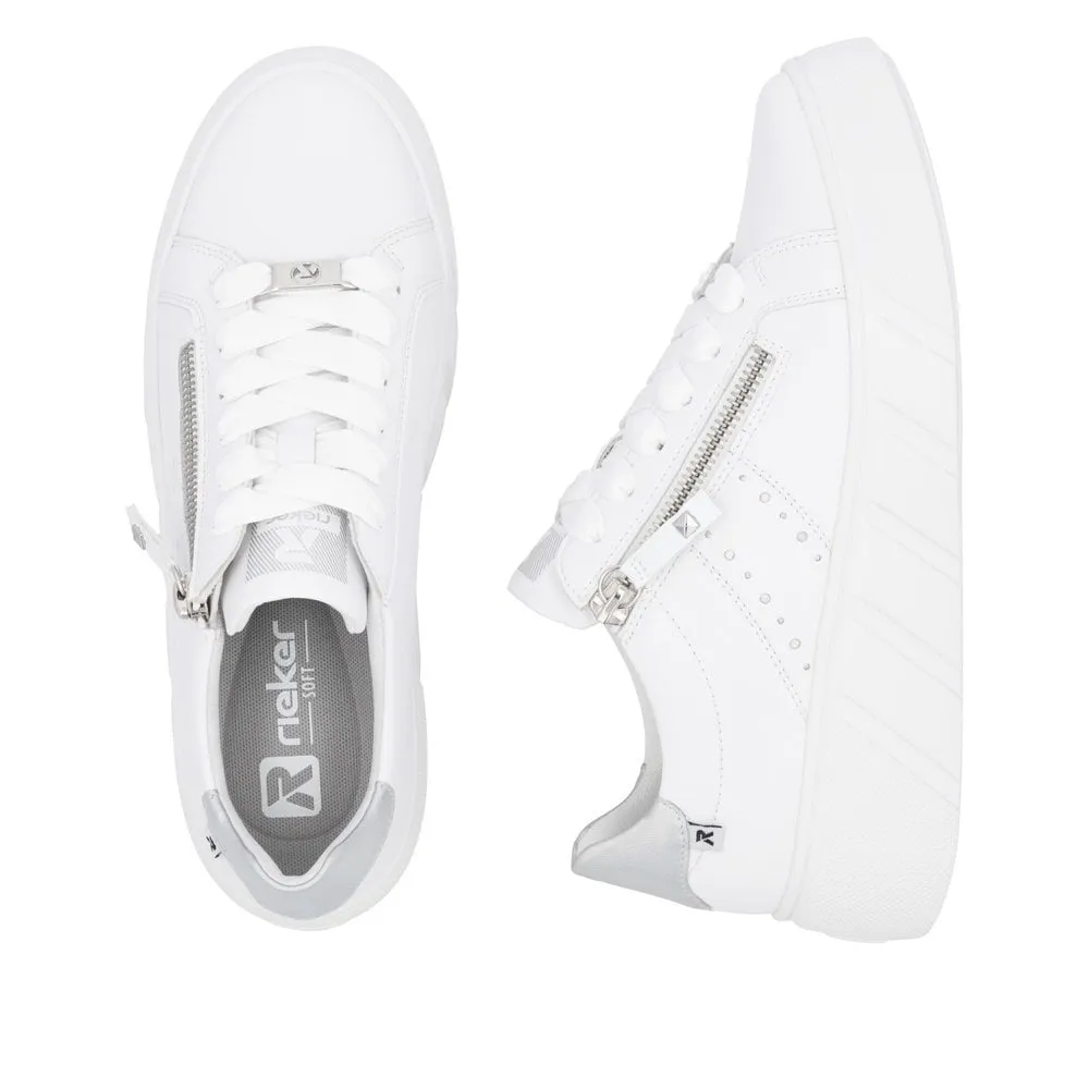 Rieker Womens Evolution Leather Trainers - White