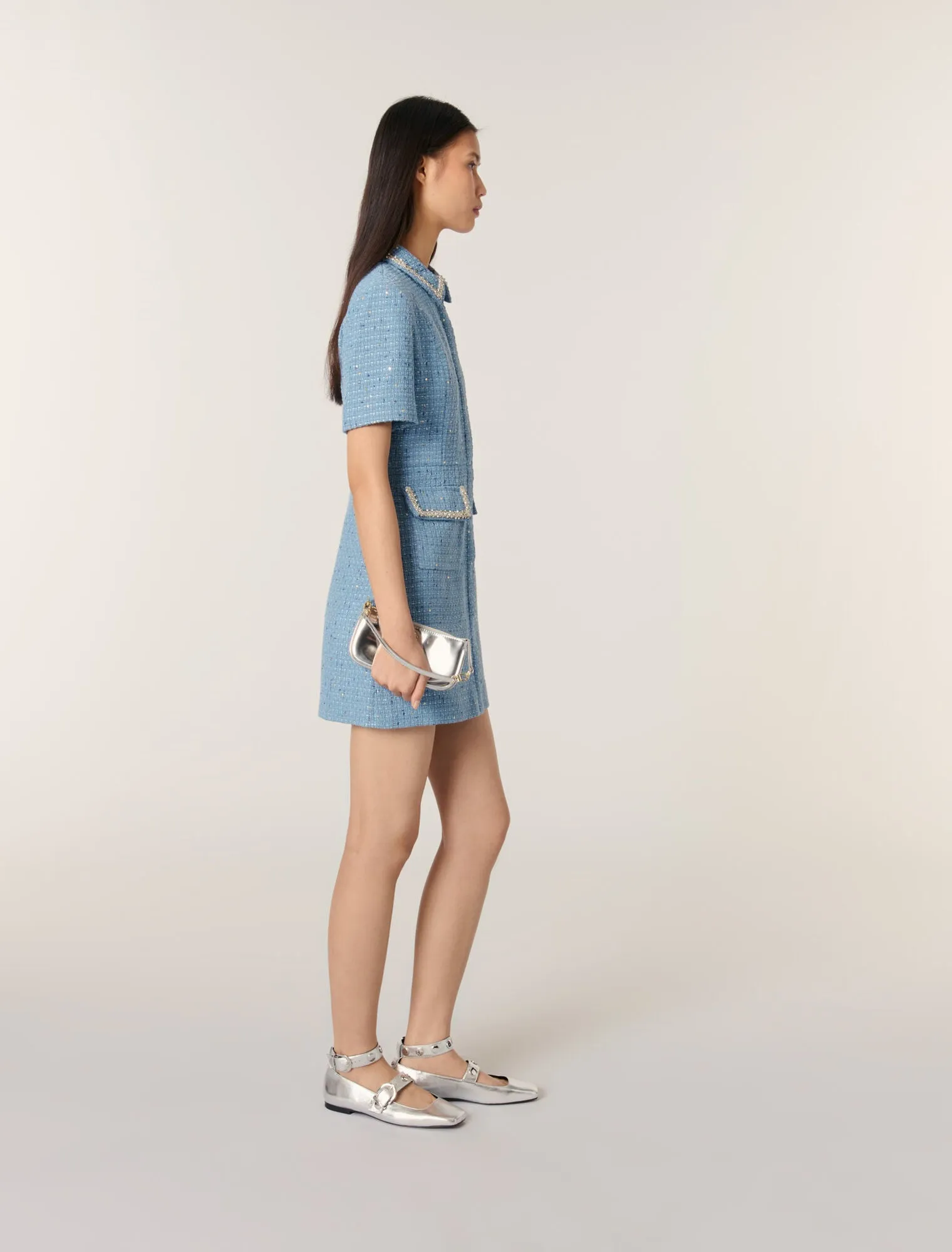 Sequin tweed short dress