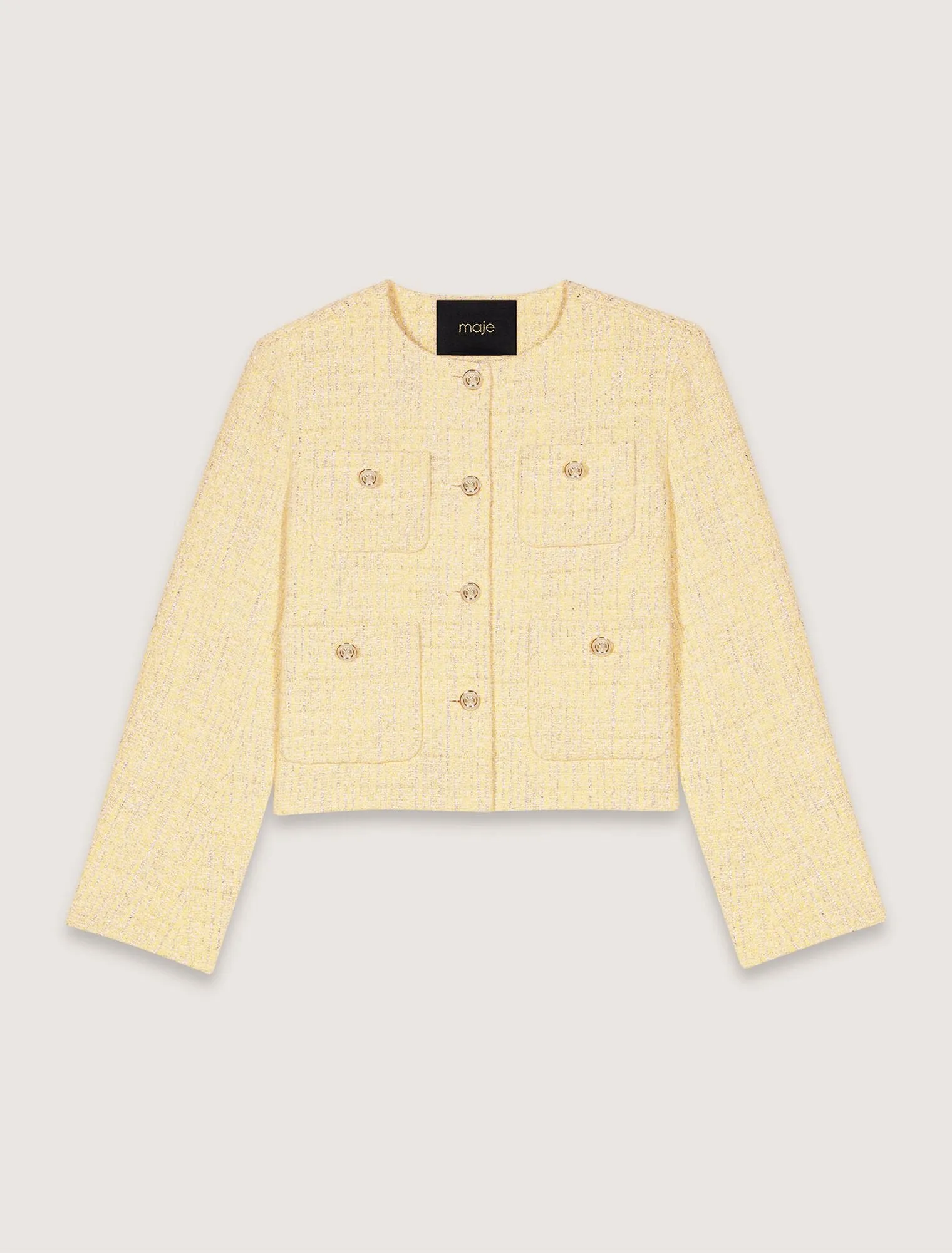 Short tweed and lurex jacket