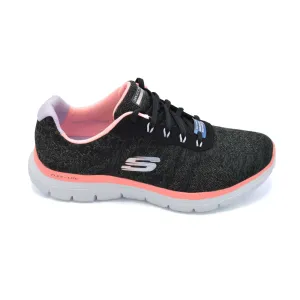Skechers Flex Appeal  4.0 Fresh Move - Ladies Wide Fit Trainer -  2E Fitting - Black/Pink