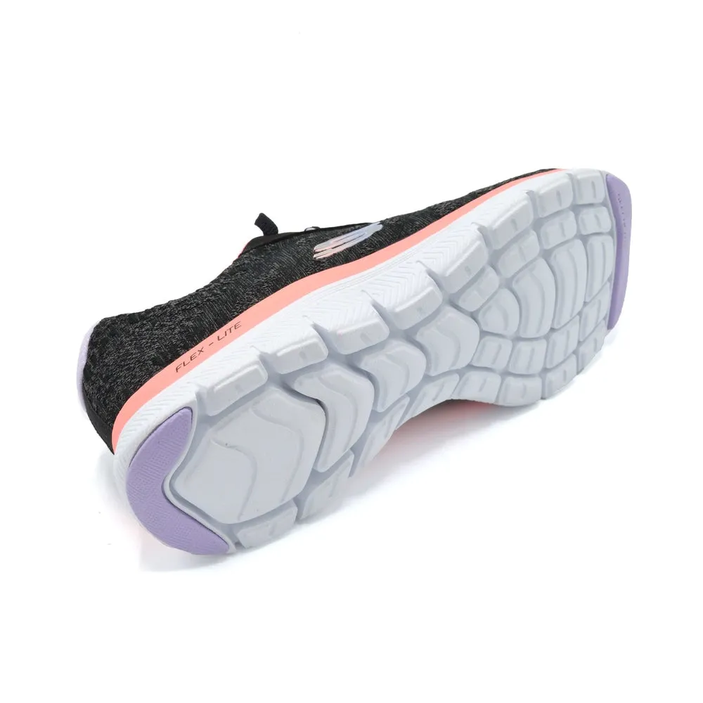 Skechers Flex Appeal  4.0 Fresh Move - Ladies Wide Fit Trainer -  2E Fitting - Black/Pink