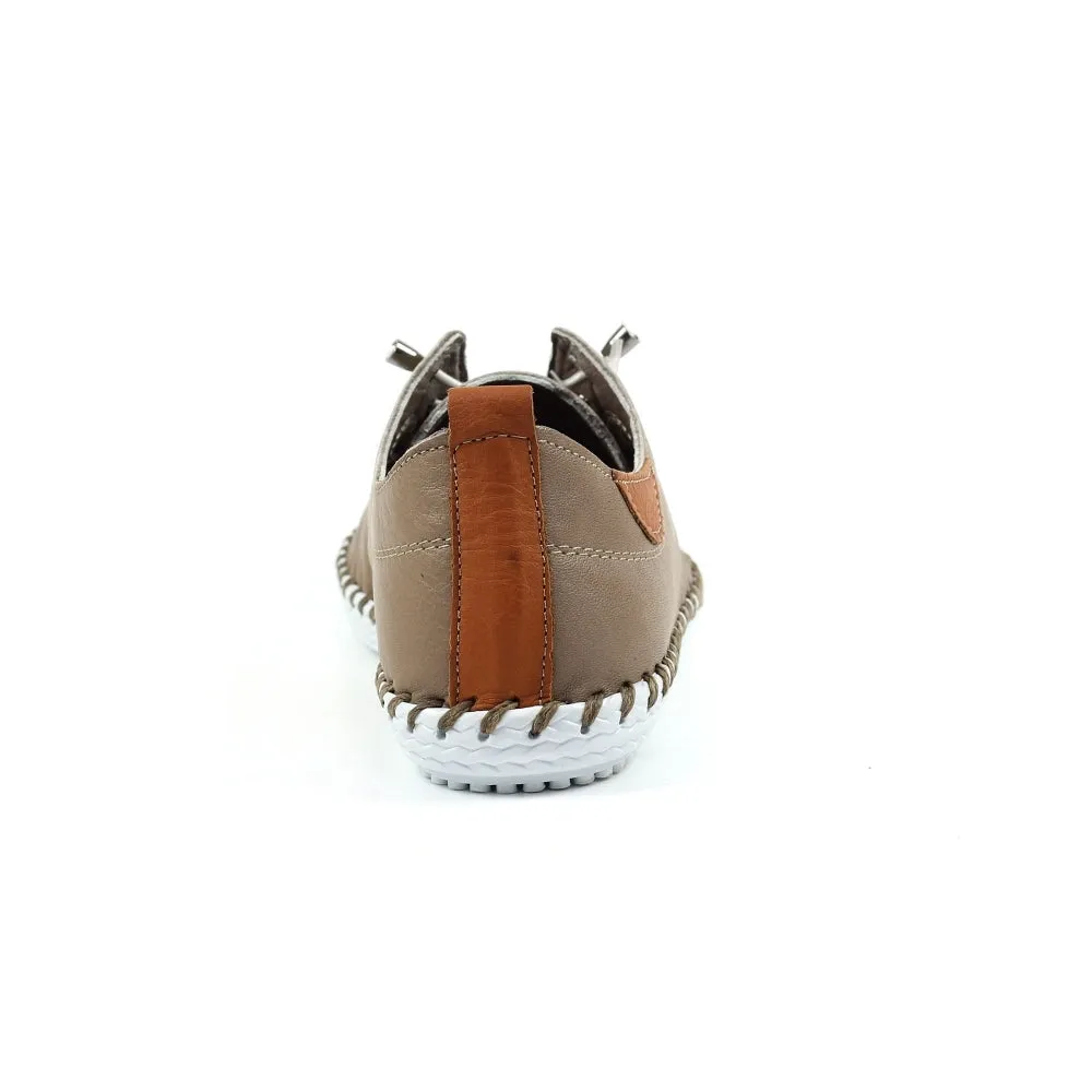 ST IVES LEATHER PLIMSOLE Taupe