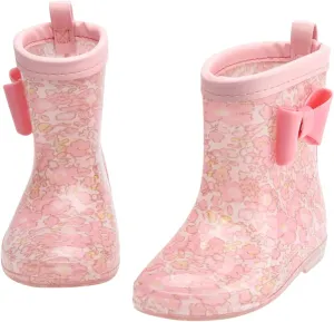 Toddler Kids Waterproof Rain Boots Cartoon Bowknot Infant Boys Girls PVC Rain Boots Boots for Big Kid (Red, 6-7 Years)