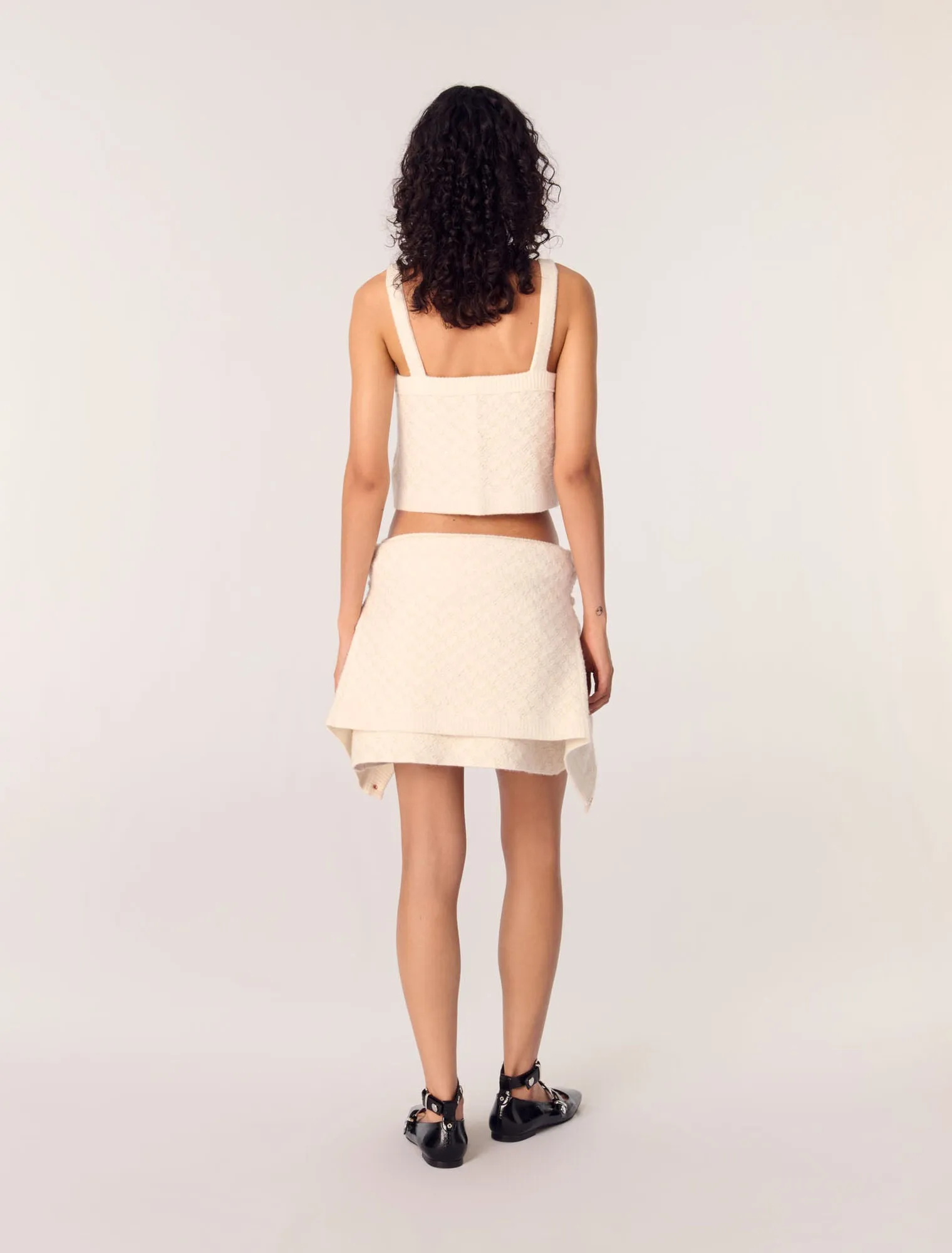 Tweed-effect knit crop top