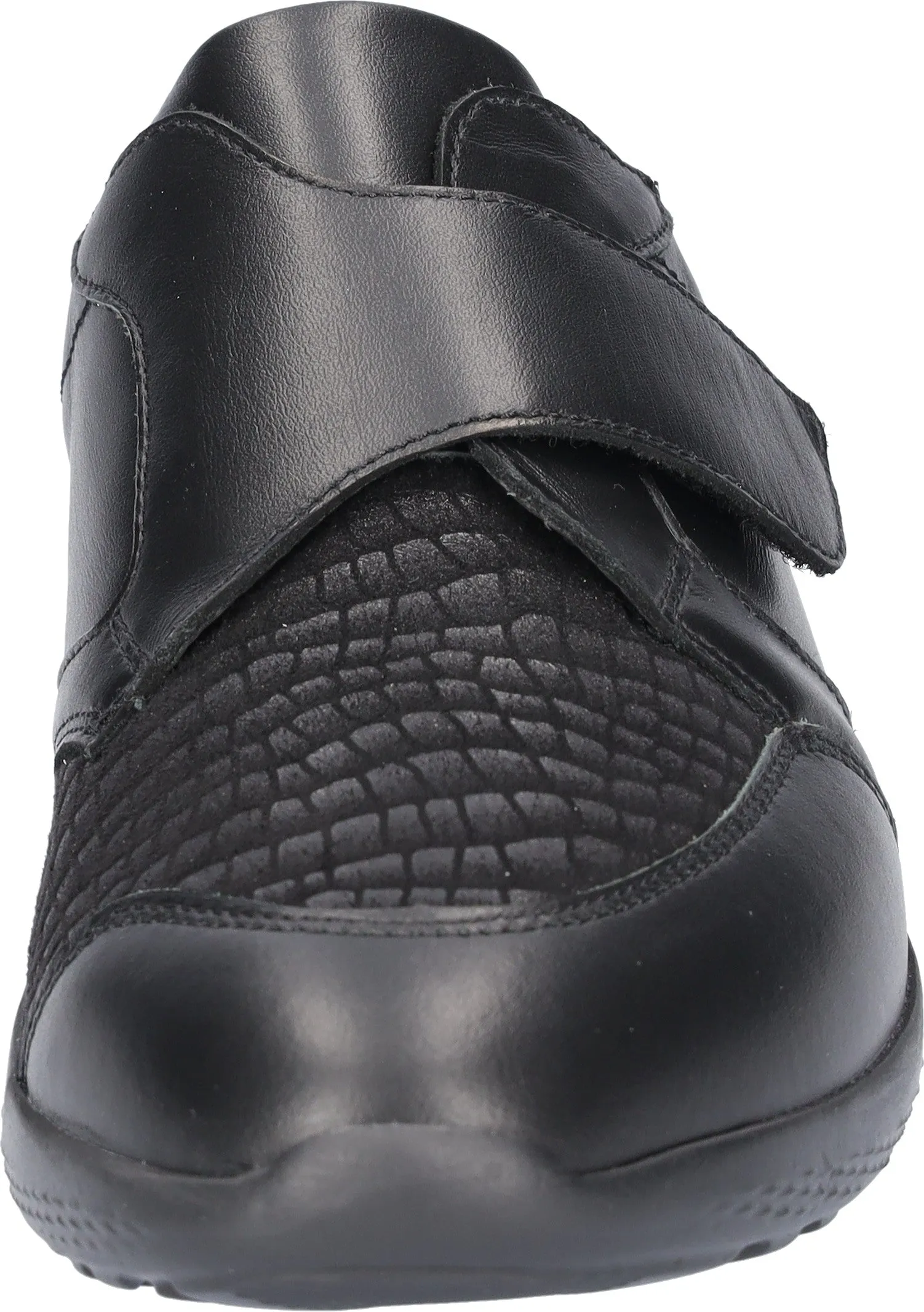 Waldlaufer Wide fitting M Ladies Black Trainers Leather Stretch M-Ira Strap Over 815M32 001
