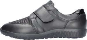 Waldlaufer Wide fitting M Ladies Black Trainers Leather Stretch M-Ira Strap Over 815M32 001