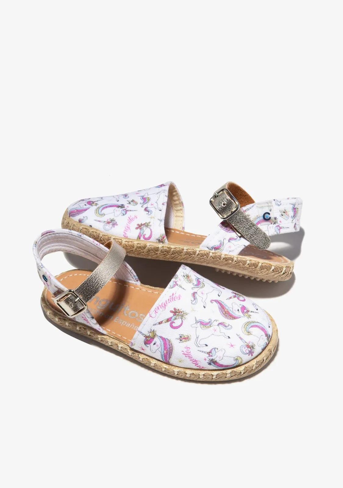 White Unicorns  Buckle Espadrilles