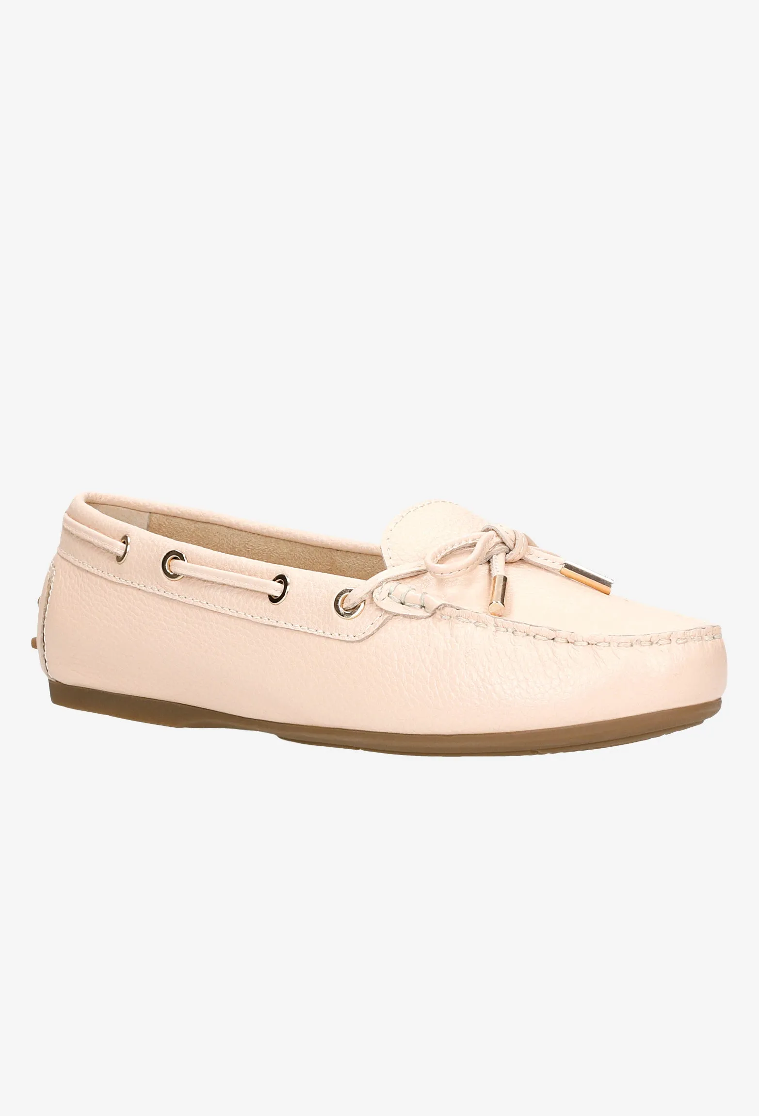Wojas Light Pink Leather Loafers | 4603554