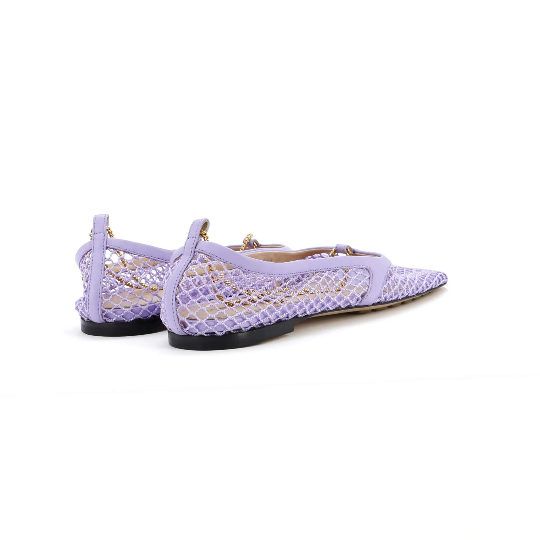 Women's Chain Stretch Ballerina Flats Mesh and Leather