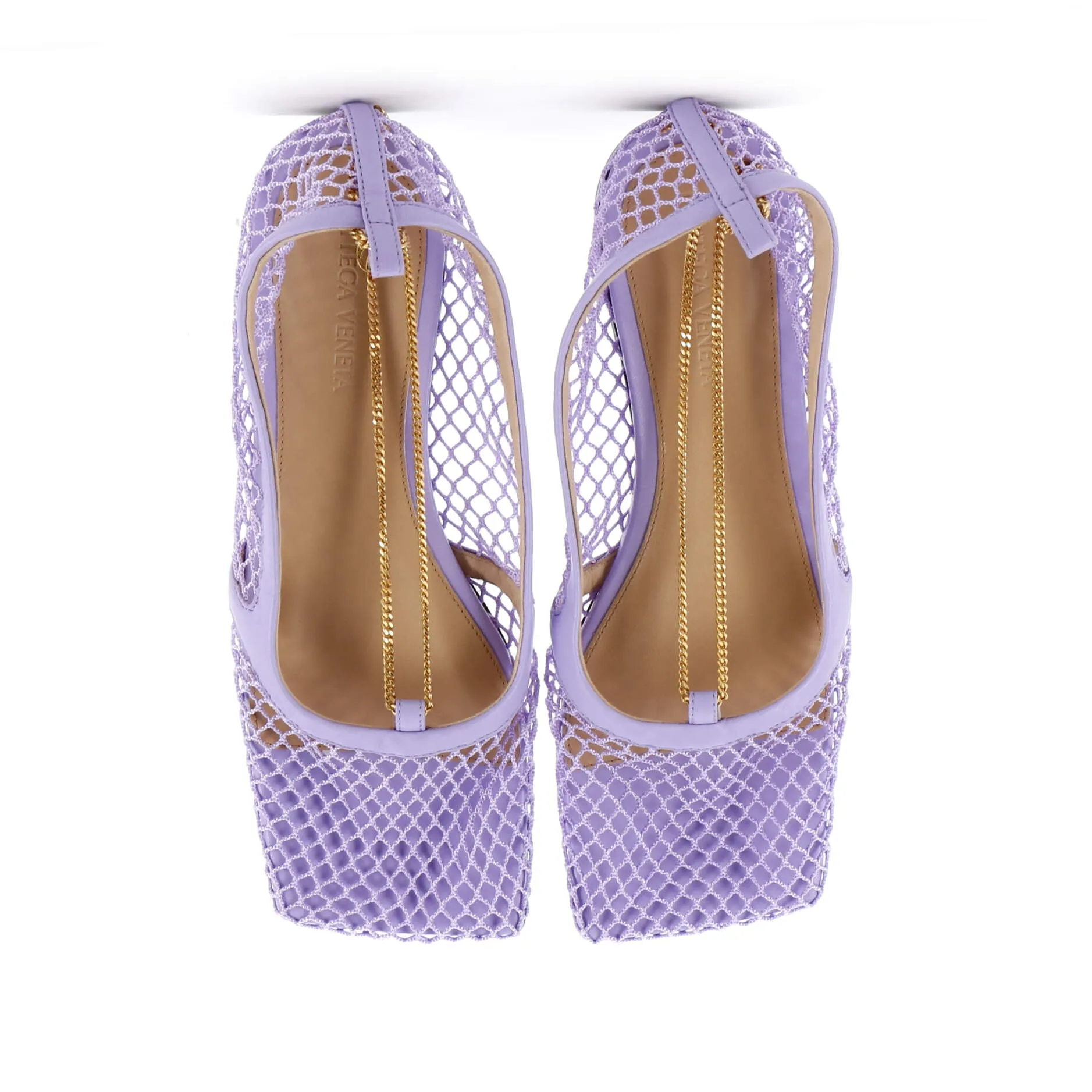 Women's Chain Stretch Ballerina Flats Mesh and Leather