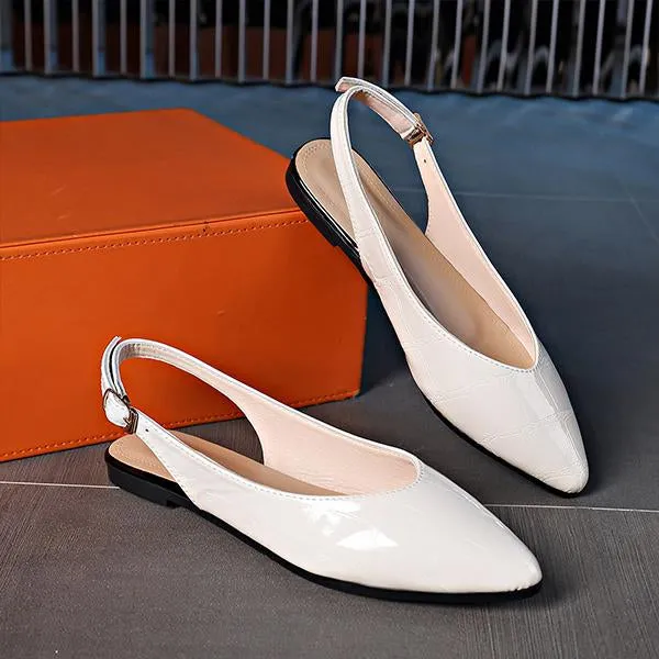 Women's Fashionable Buckled Pointed Toe Work Flats 11378299S