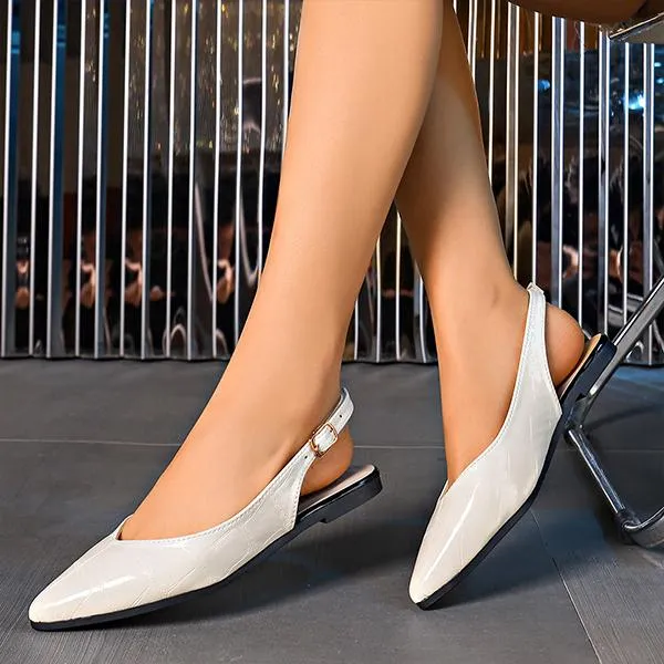 Women's Fashionable Buckled Pointed Toe Work Flats 11378299S